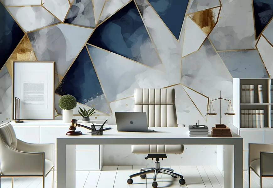 پوستر دیواری سه بعدی دفتر وکالت طرح هندسی